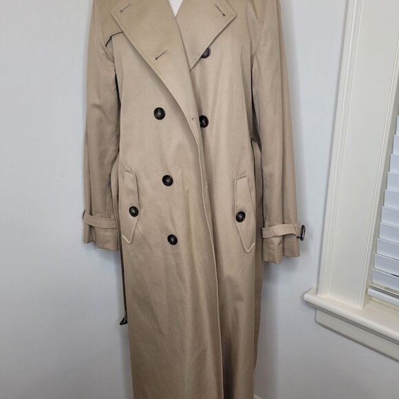 Preston & York  Trench Coat Size 12 Double-Breasted Cotton & Wool Blend Lining B - Picture 1 of 9